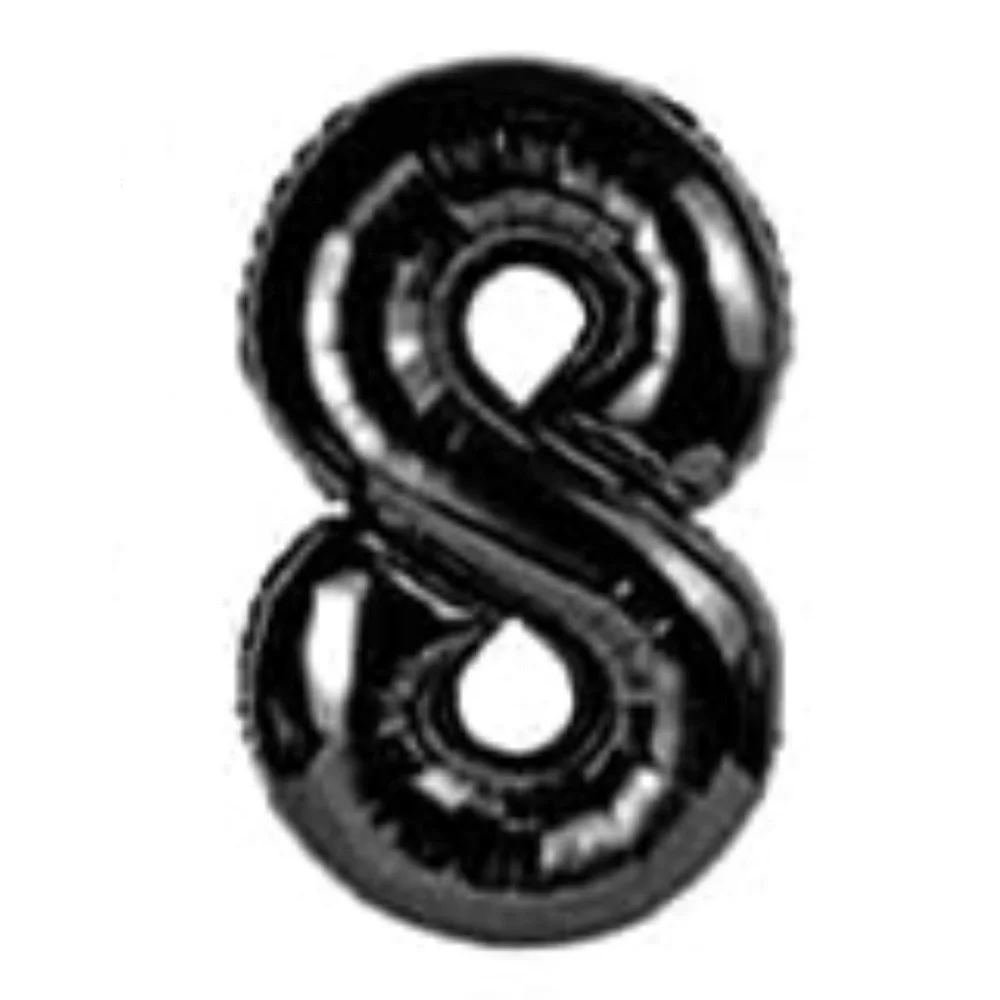 💞 New 32” Black Number 8 Mylar Foil Balloon